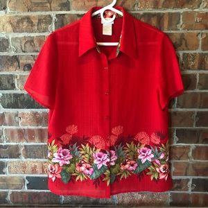 Koret Dress Floral Red Short Sleeve Top Women’s Size:14